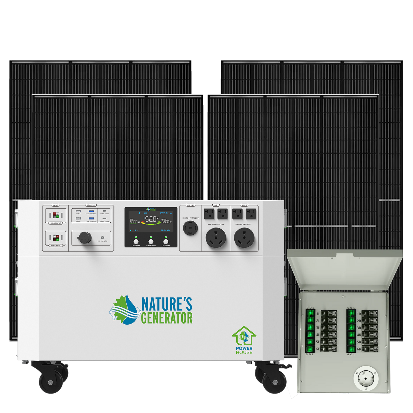 Nature's Generator Powerhouse Gen 2 Solar Generator & Transfer Switch