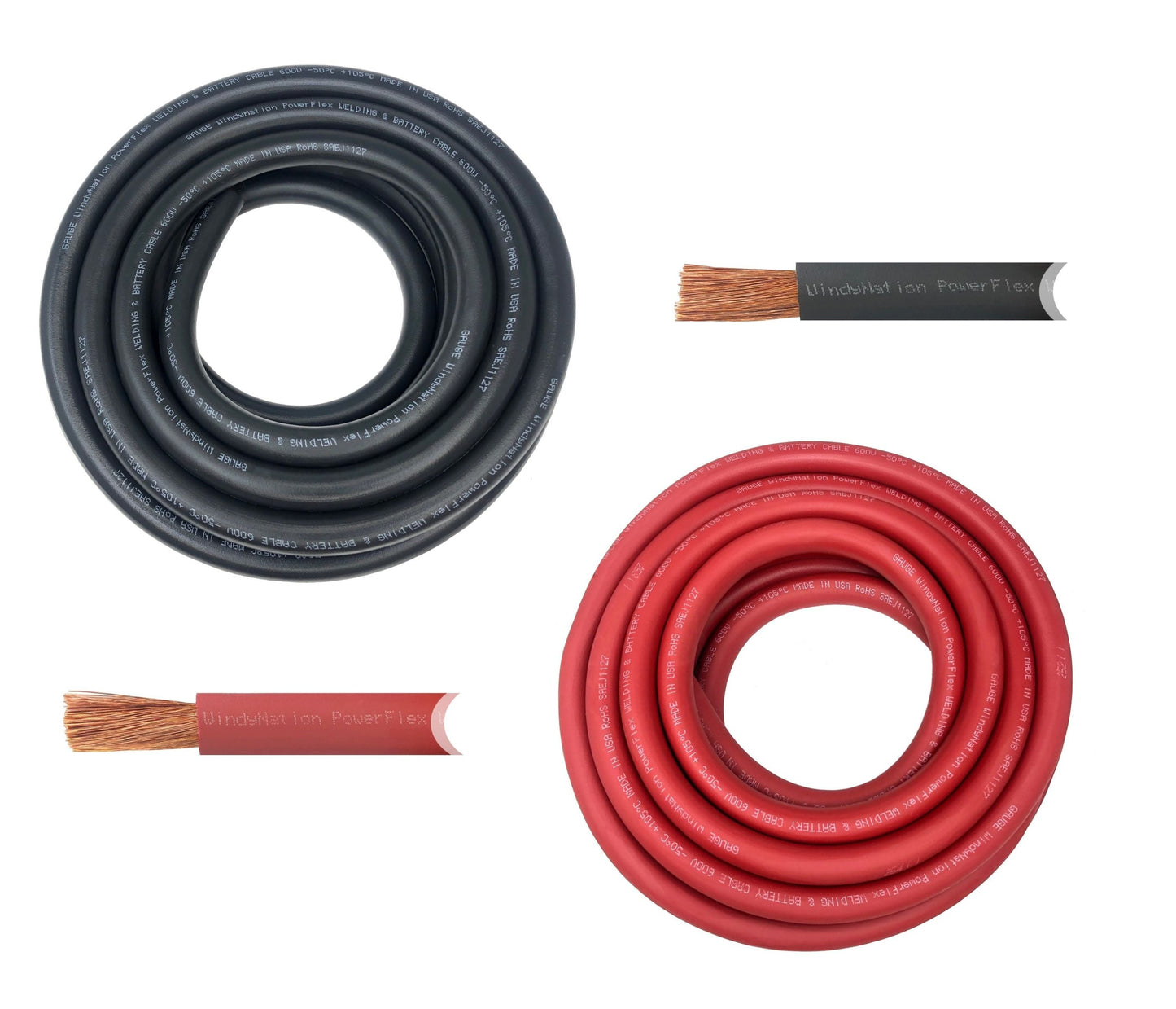 WindyNation 4/0 Gauge Copper Flex Welding & Battery Cable