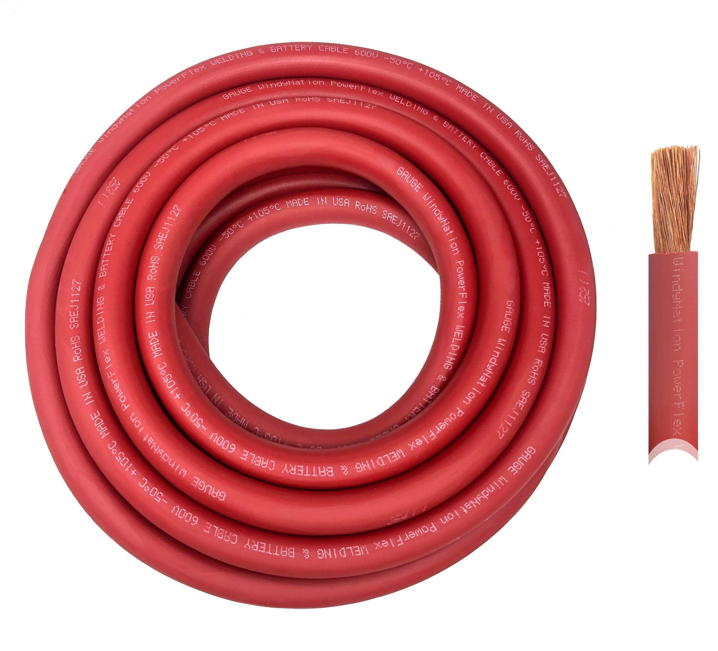 WindyNation 4/0 Gauge Copper Flex Welding & Battery Cable