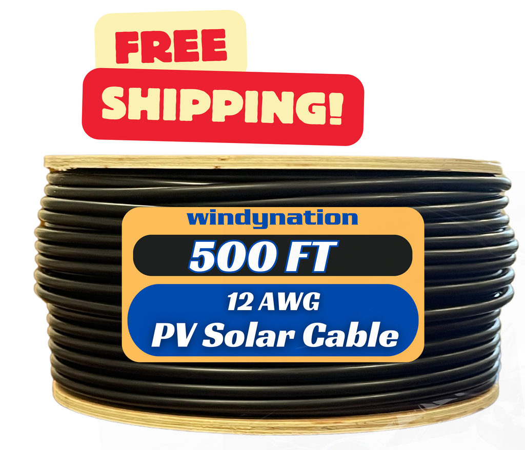 WindyNation 500 Foot Spool 12 Gauge 12 AWG Solar Panel Extension Cable