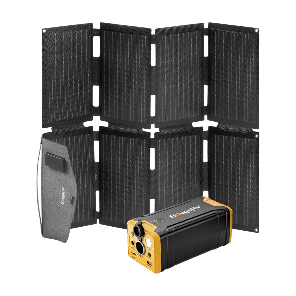 BougeRV 100W N-Type Fiberglass Foldable Portable Solar Panel