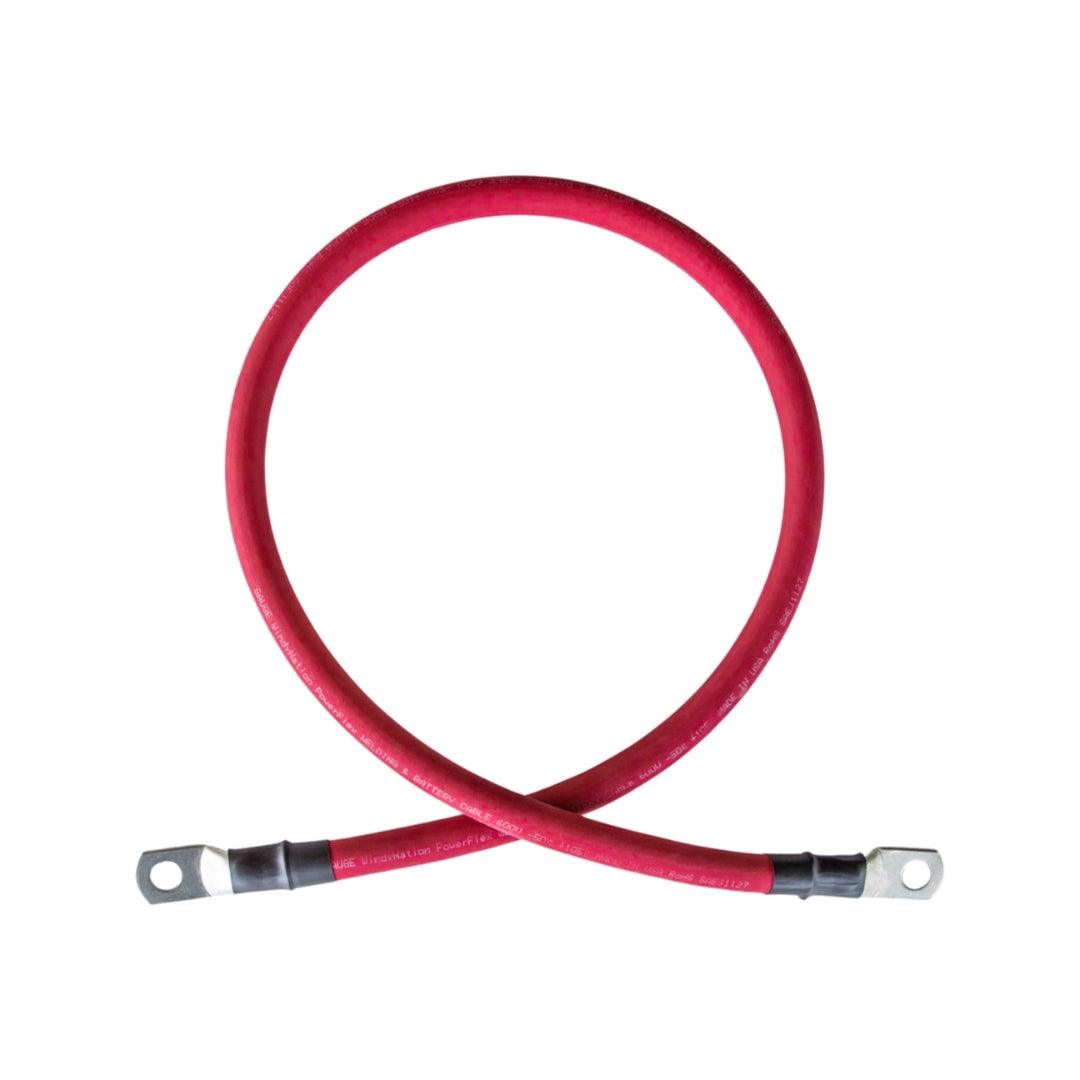WindyNation 2 Gauge (AWG) Black & Red Copper Battery Cable w/ Lug Ring