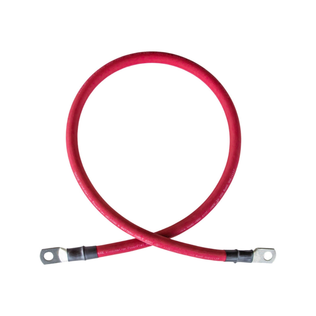 WindyNation 1/0 Gauge (AWG) Black & Red Copper Battery Cable w/ Lug