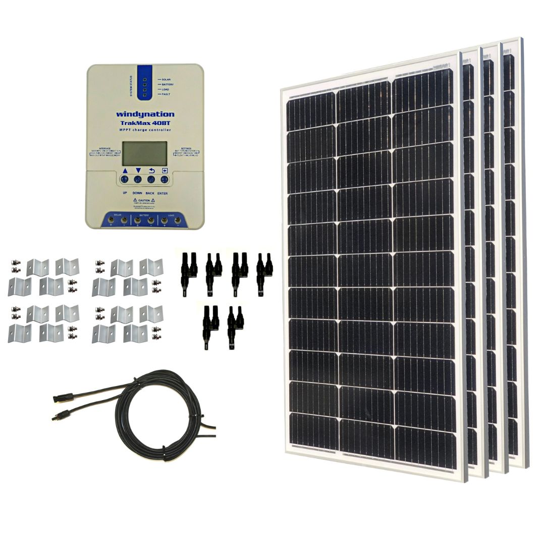 WindyNation 400-Watt Mono Solar Kits w/ TrakMax MPPT 40A Charge