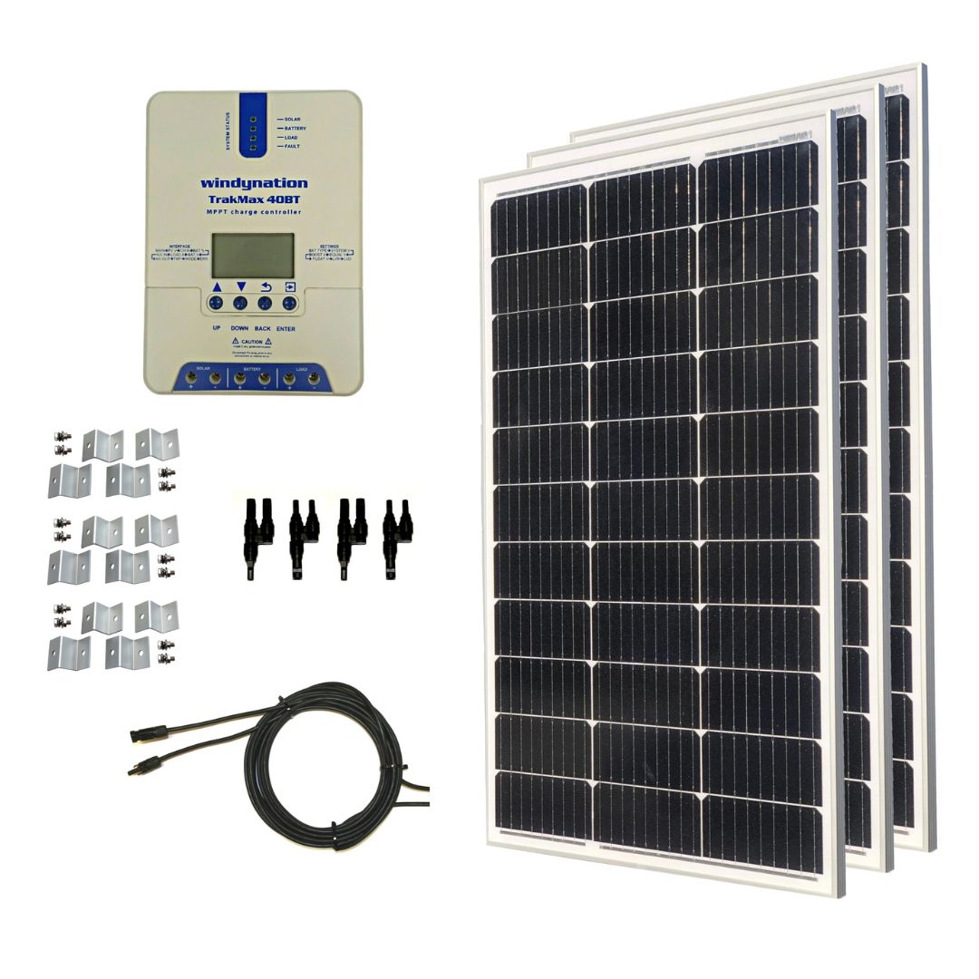 WindyNation 300-Watt Mono Solar Kits w/ TrakMax MPPT 40A Charge