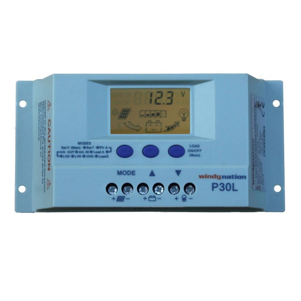 WindyNation P30L LCD 30A Solar Panel Regulator Charge Controller