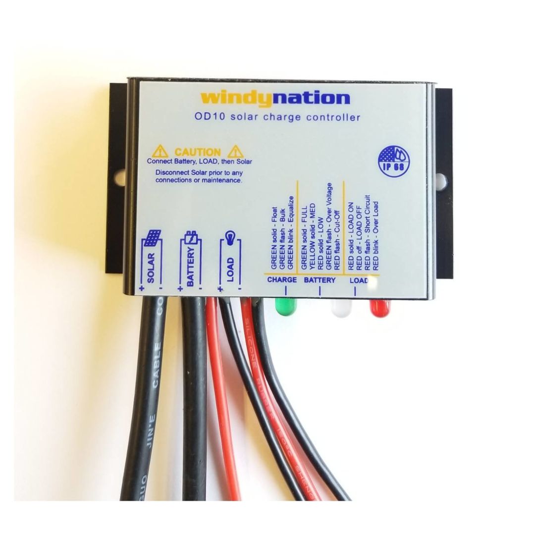 WindyNation Waterproof 10A 12V Charge Controller w/ LED Charging