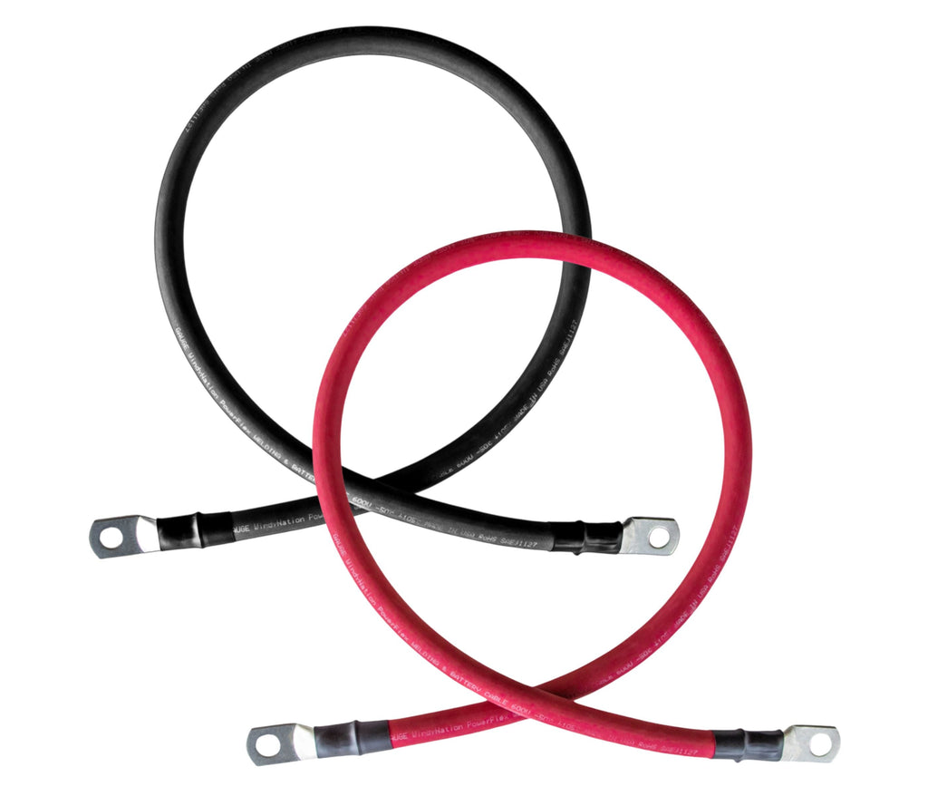 WindyNation 4/0 Gauge (AWG) Black & Red Copper Battery Cable w/ Lug