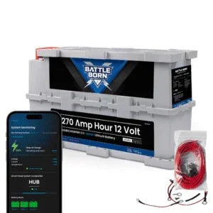Battle Born 100Ah 12V Smart Heated LiFePO4 Deep Cycle Battery Kit