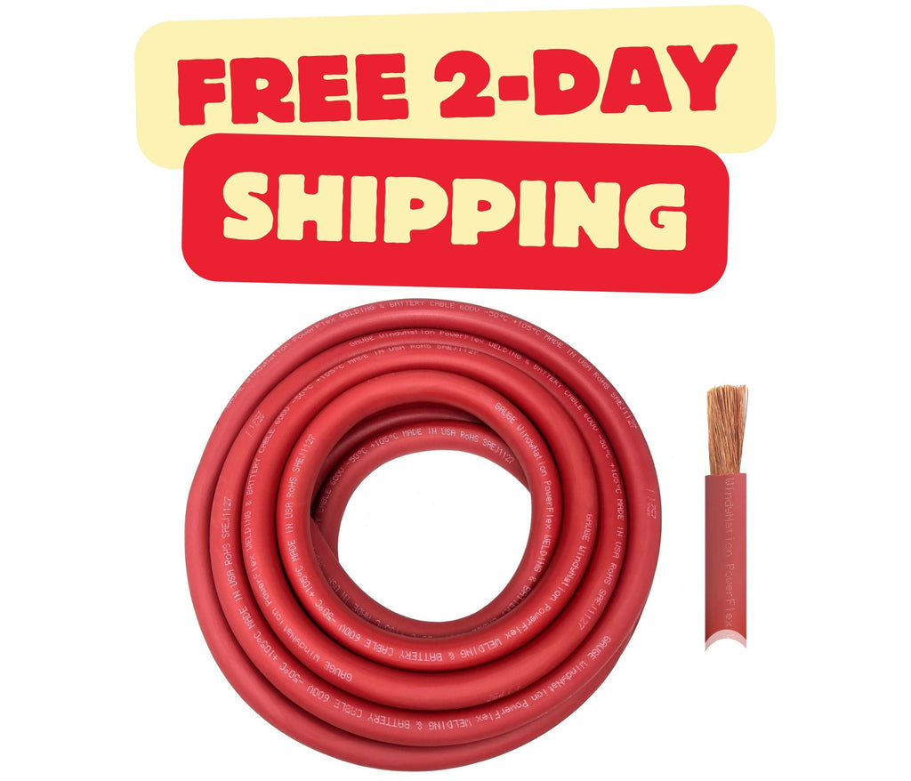 WindyNation 2 Gauge Copper Flex Welding & Battery Cable