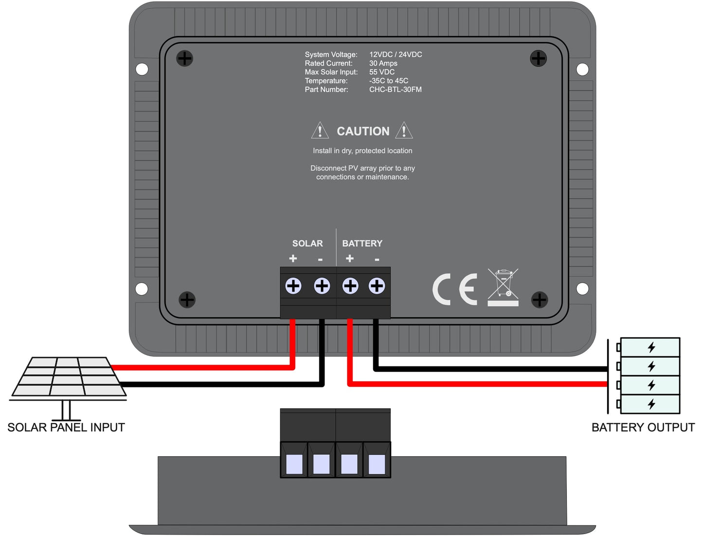 WindyNation 30-Amp Flush Mount LCD PWM Charge Controller w/ Wireless