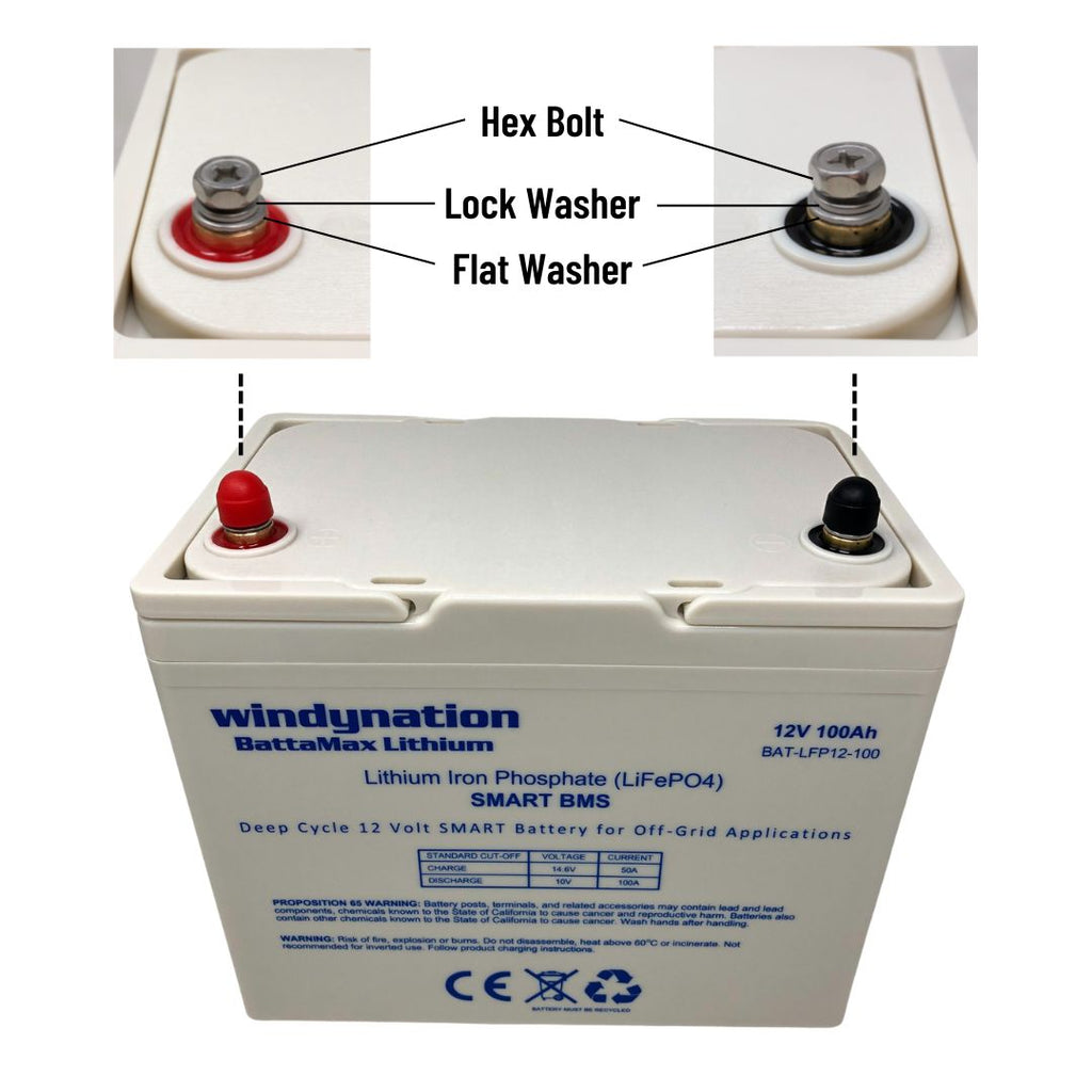 WindyNation LiFePO4 100ah 12 Volt BattaMax 4000 Cycles Battery