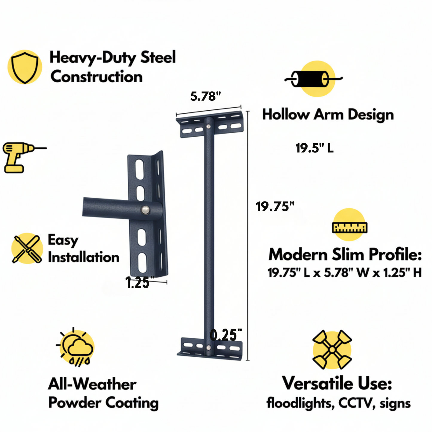 Brighticonic Floodlight Extension Arm Floodlight Metal Bracket product image 6