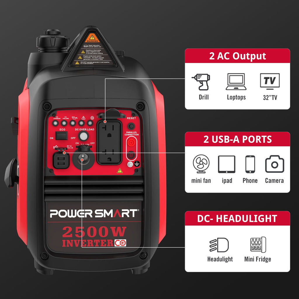 PowerSmart 2500W Inverter Generator w/ CO Alert HB5020C
