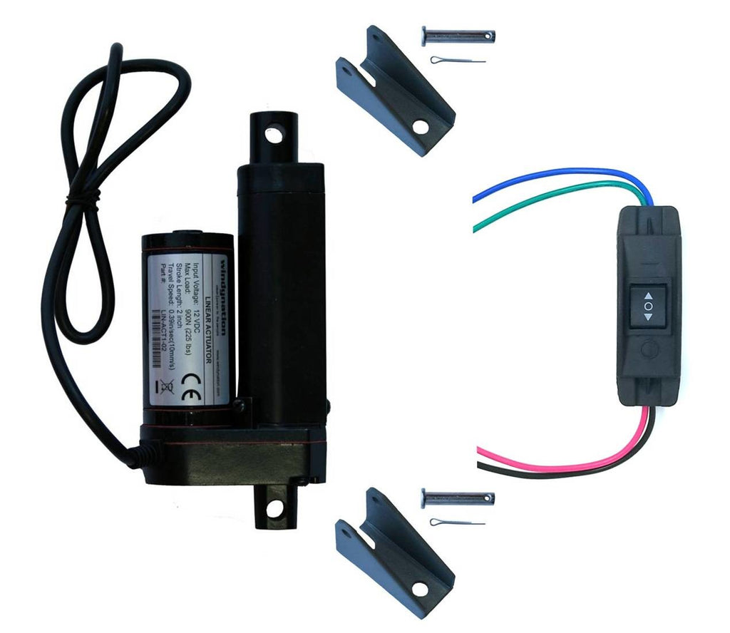 WindyNation Linear Actuator 12-Volt 225lbs w/ Mounting Brackets + Up