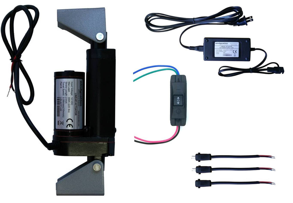 WindyNation Linear Actuator 12-Volt 225lbs w/ Power Supply & Mounting