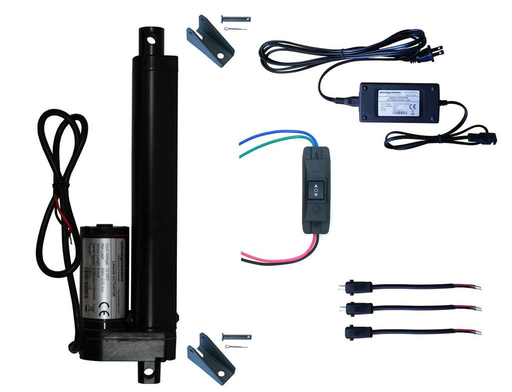 WindyNation Linear Actuator 12-Volt 225lbs w/ Power Supply & Mounting
