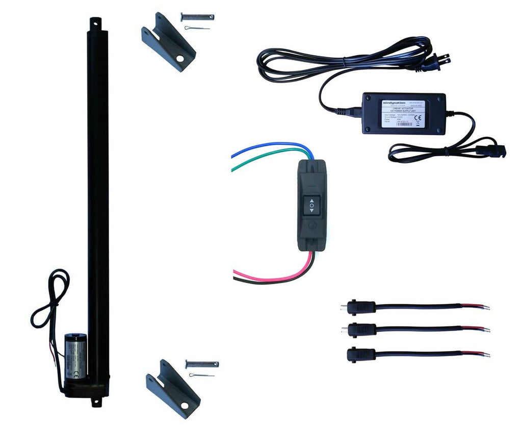 WindyNation Linear Actuator 12-Volt 225lbs w/ Power Supply & Mounting