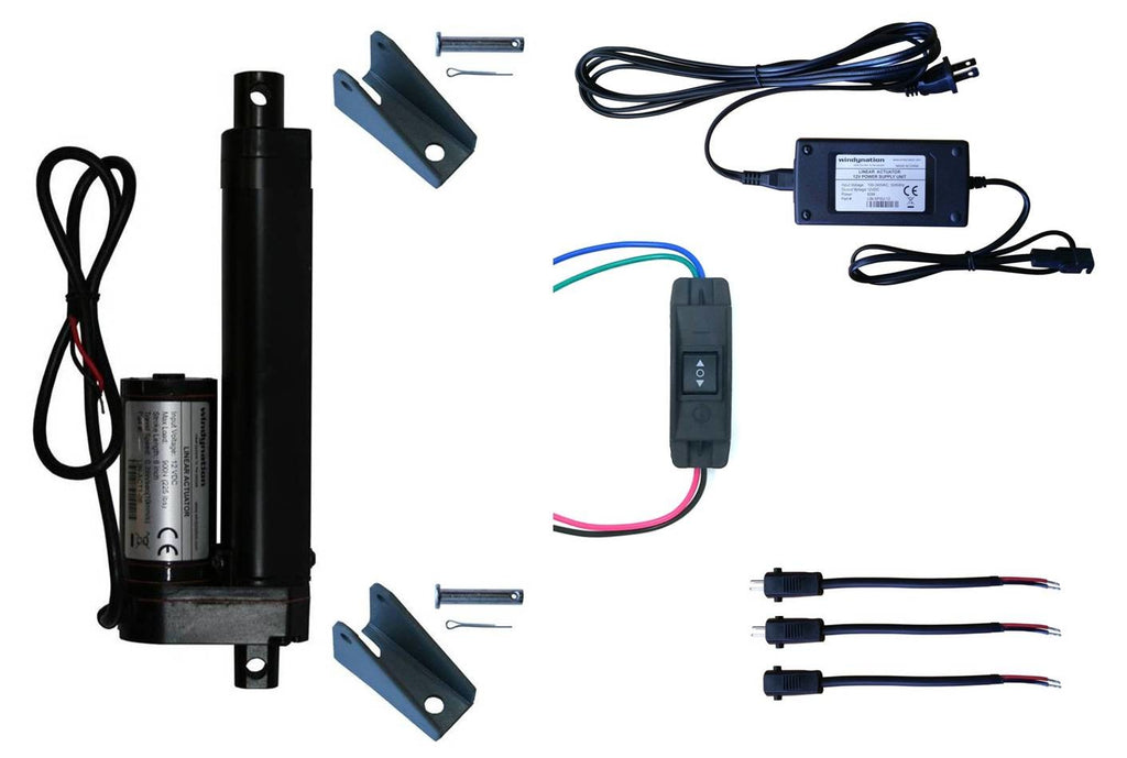 WindyNation Linear Actuator 12-Volt 225lbs w/ Power Supply & Mounting