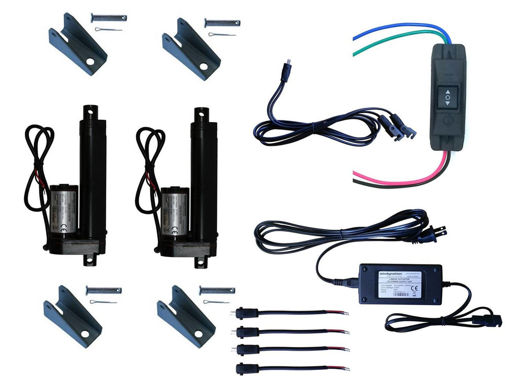 WindyNation Linear Actuator 12-Volt 225lbs w/ Power Supply & Mounting