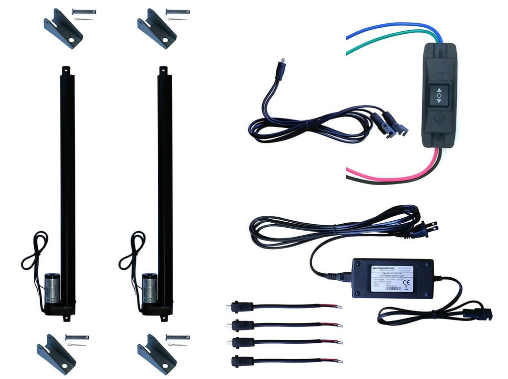 WindyNation Linear Actuator 12-Volt 225lbs w/ Power Supply & Mounting