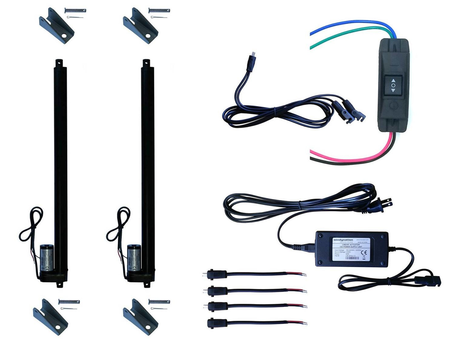 WindyNation Linear Actuator 12-Volt 225lbs w/ Power Supply & Mounting