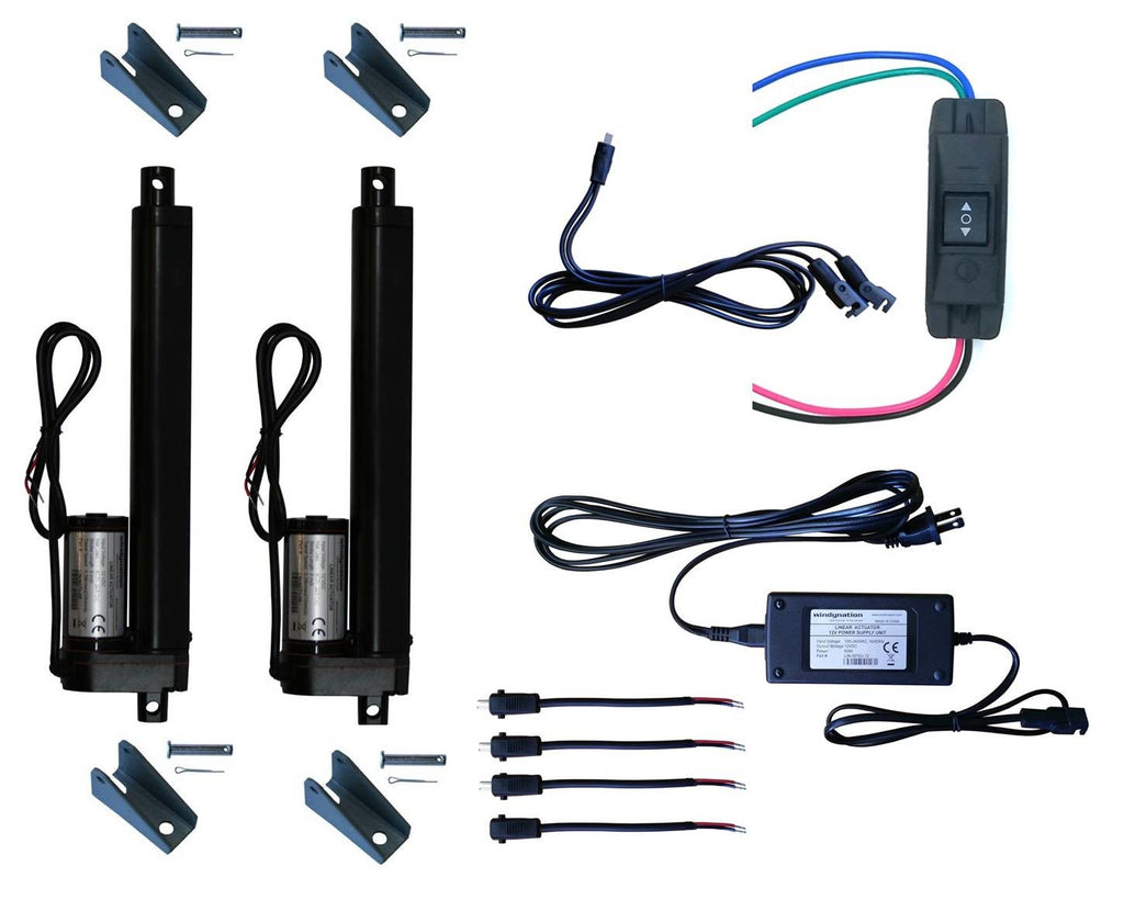 WindyNation Linear Actuator 12-Volt 225lbs w/ Power Supply & Mounting