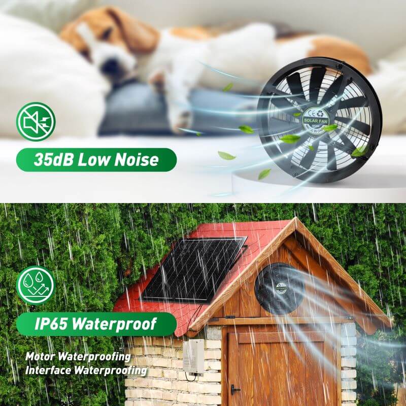 Langy 10" Solar Exhaust Intake Fan w/ Battery&42W Solar Panel product image 4