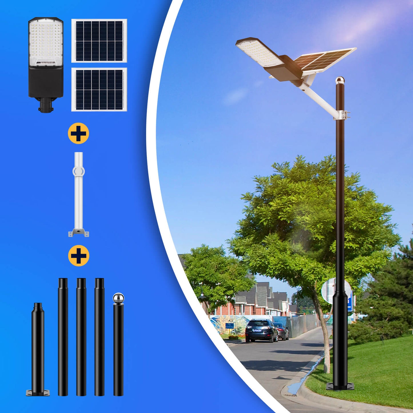 Langy 1200W solar street light w/ pole -30000lumens product image 3
