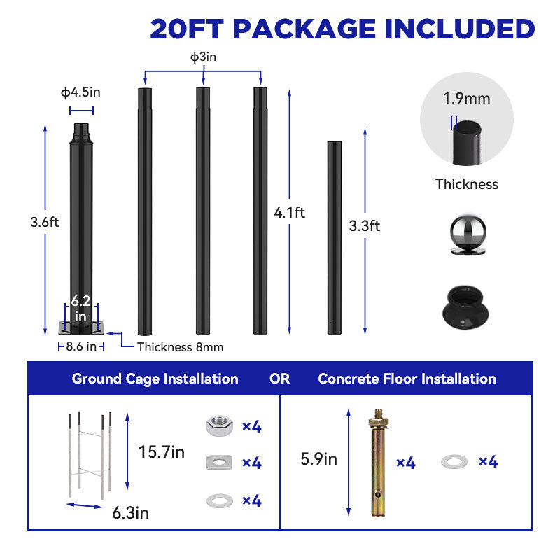 Langy 1500W solar street light w/ 20ft /16ft pole product image 14