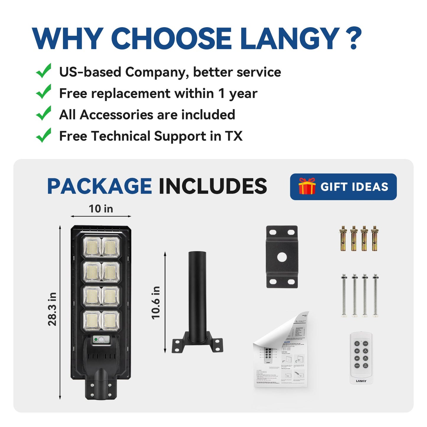 Langy 200W All in one solar Parking Lot Lights -25000 lumens product image 8