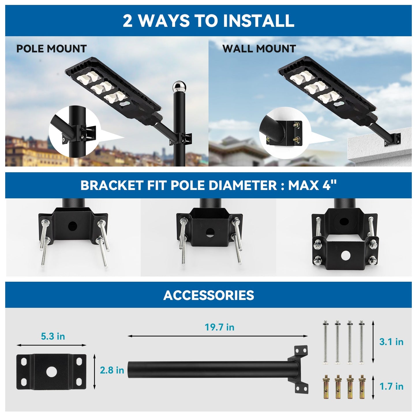 Langy 4 PACK 60W solar street light 6000 lumens product image 7