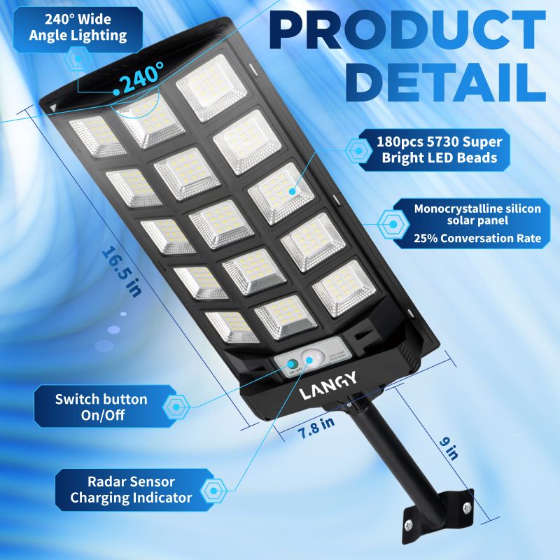 Langy 60W 90W Solar Outdoor Dusk to Dawn Lights w/ Remote Control product image 2