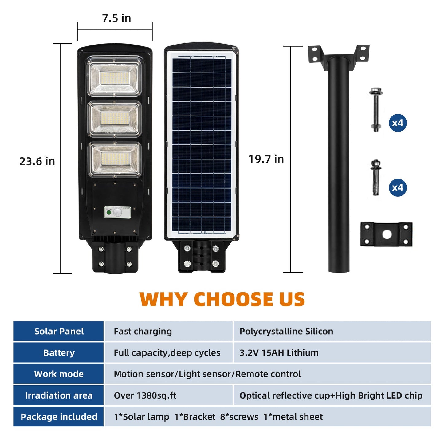 Langy 90W 120W Solar street LED lights -warm white/ white product image 8