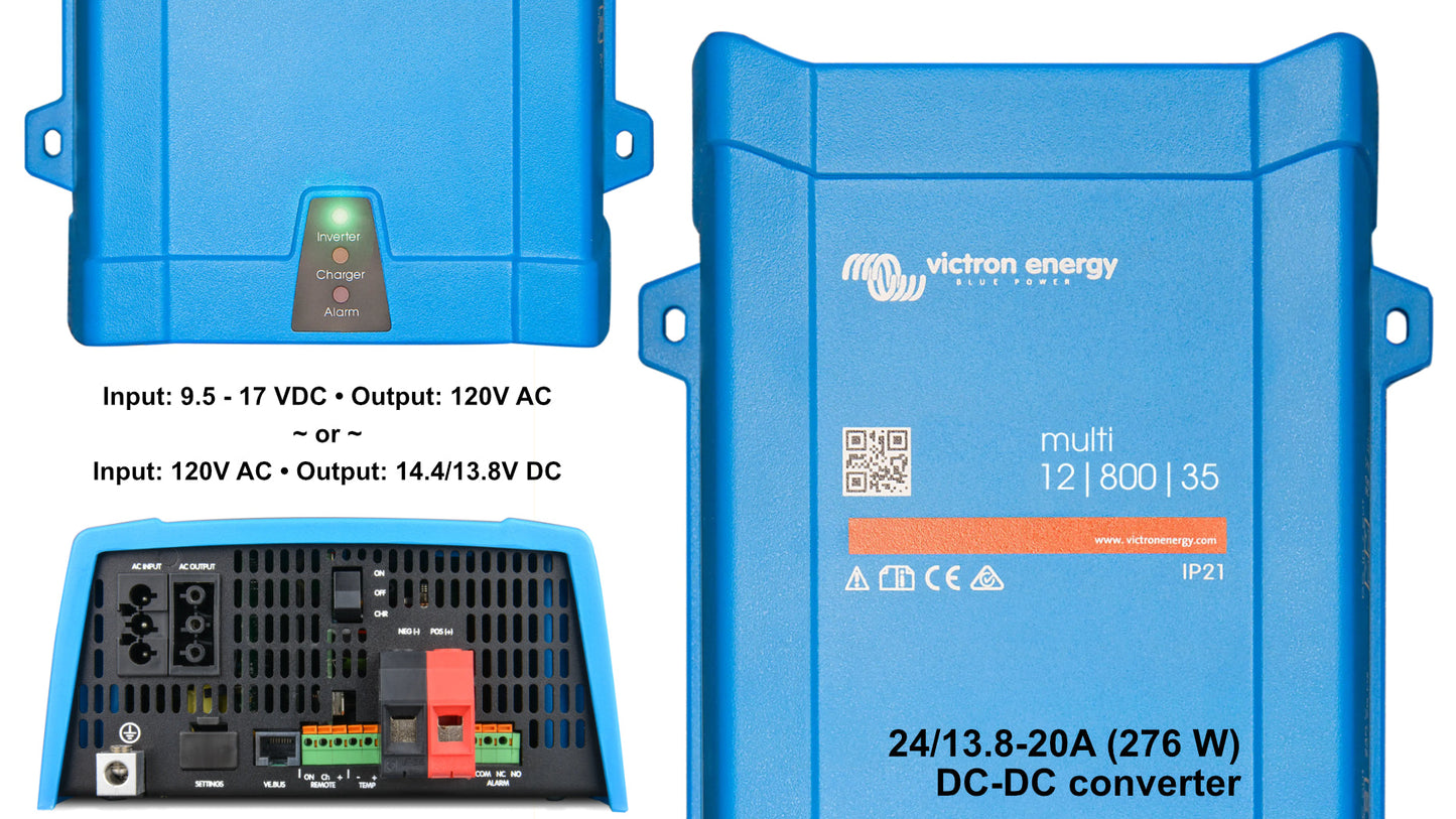 Full Battery Victron 120V Inverter & Charger - 12/24/48V; 500 - 5000