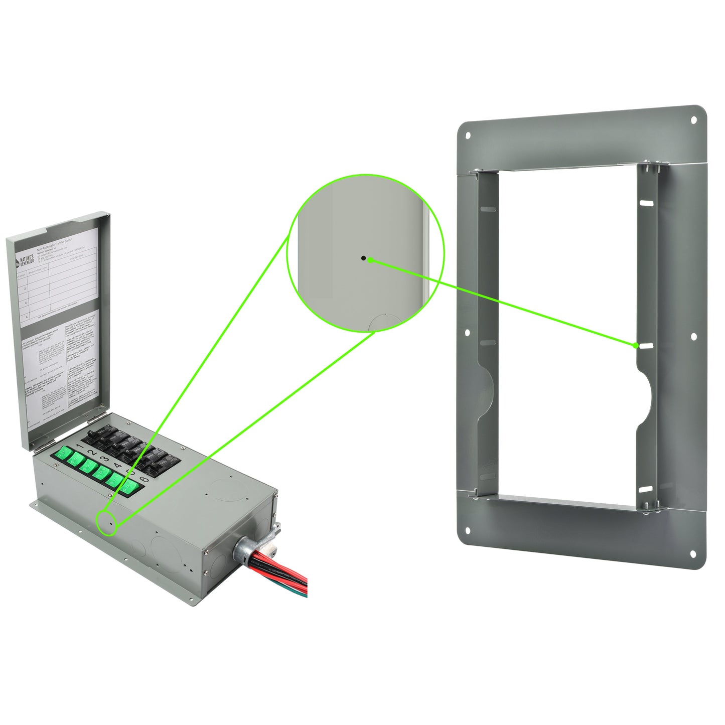 Nature's Generator 4 or 6 Circuit Manual Transfer Switch Flush Mount product image 4