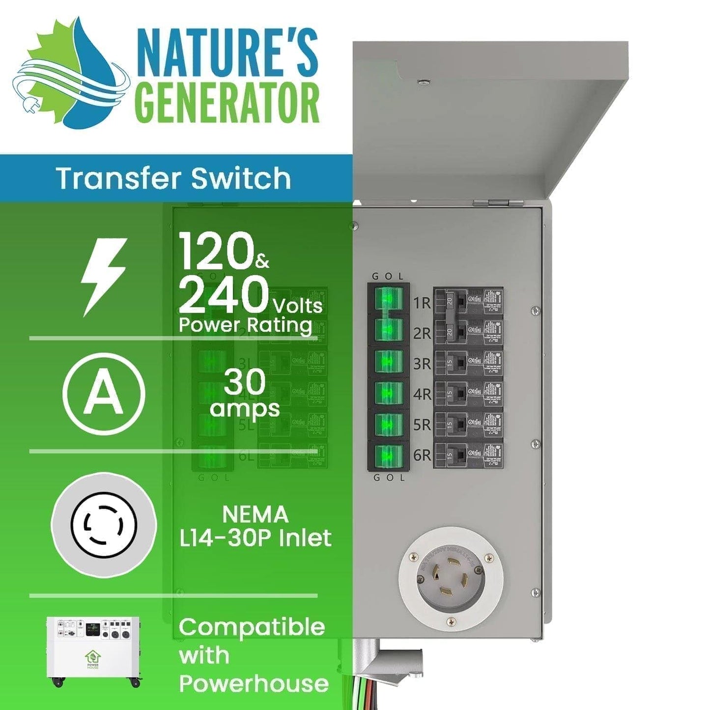 Nature's Generator 12-Circuit 120/240V 30A Transfer Switch