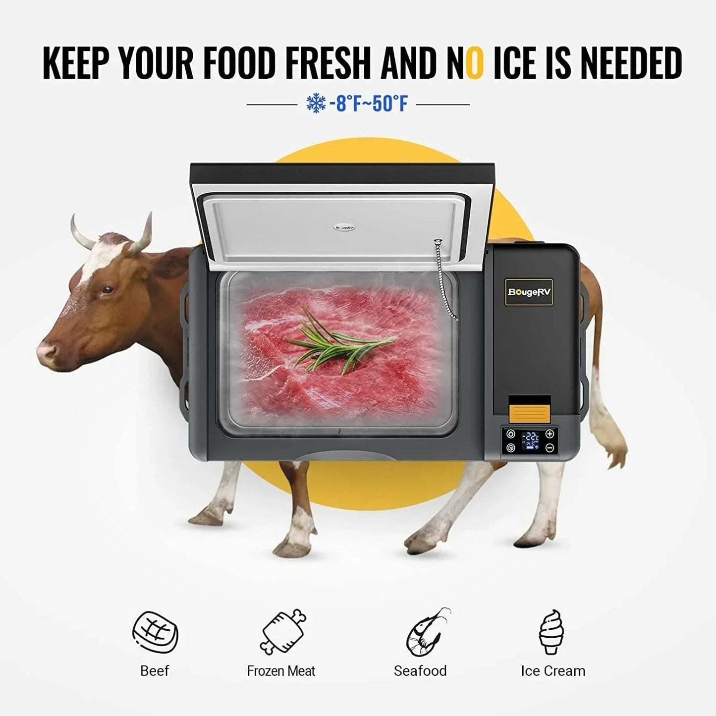 BougeRV CRPRO30 30 Quart 12V Portable Car Fridge Kit