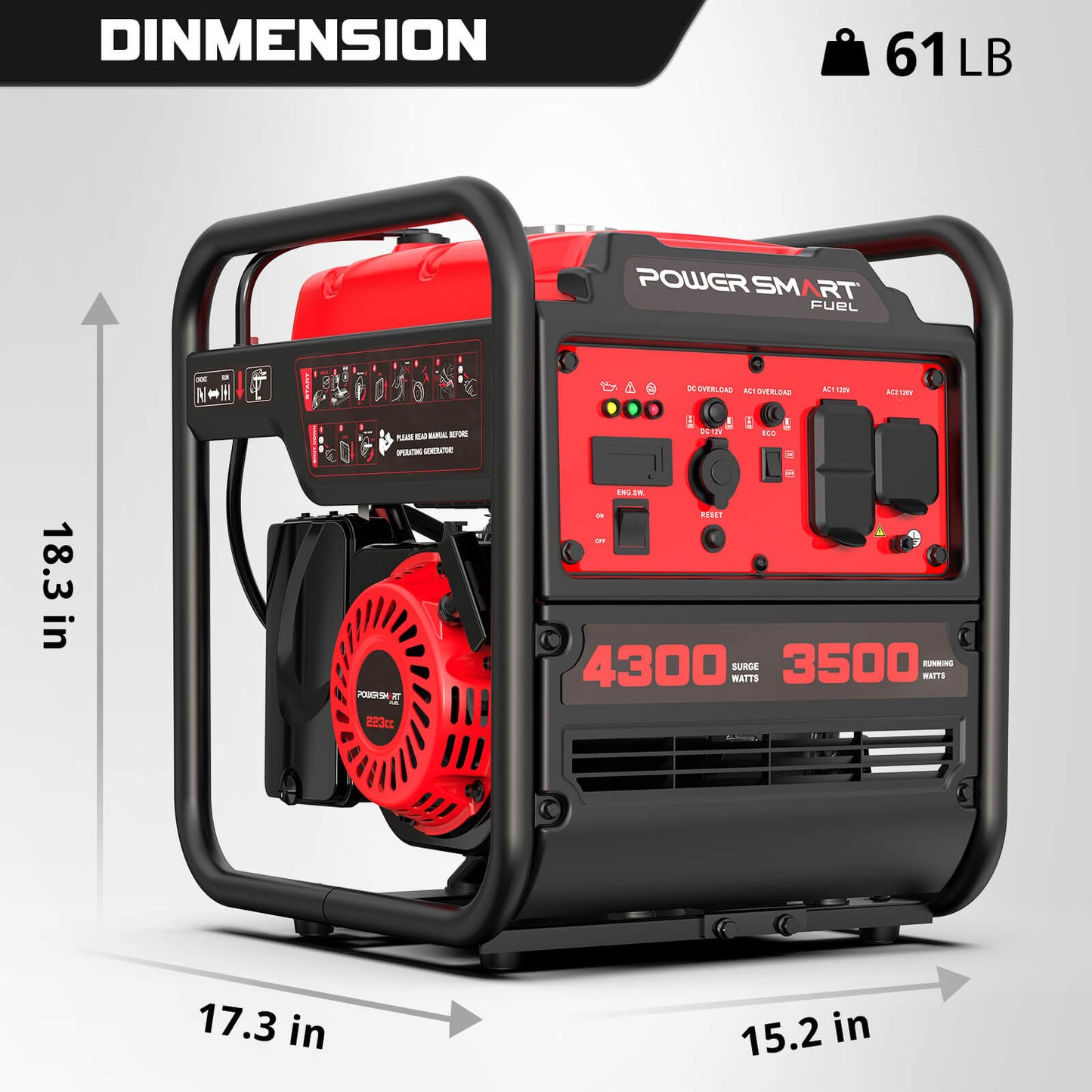PowerSmart 4300W Open Frame Gas Inverter Generator DB5041 product image 4