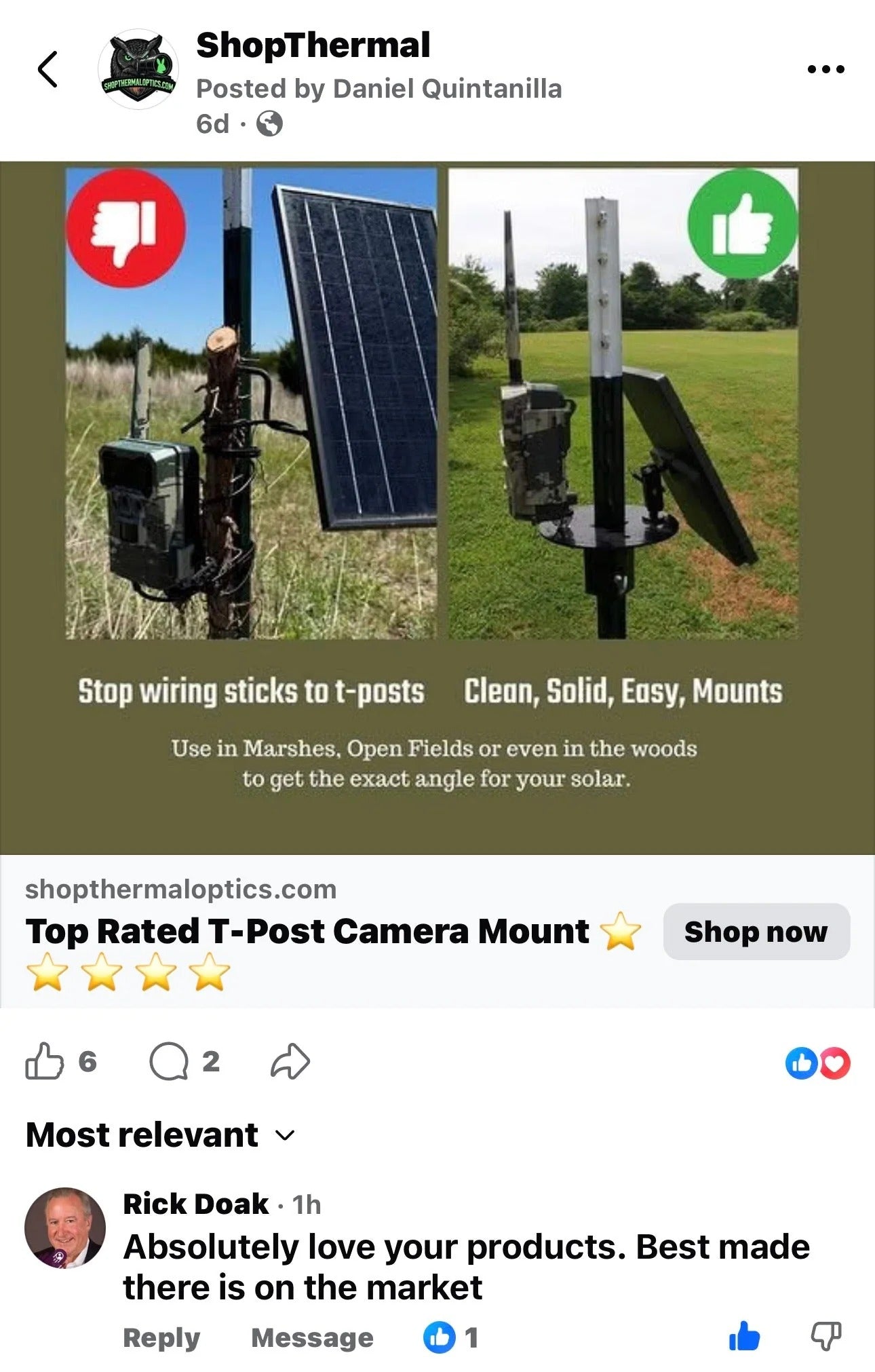 ShopThermalOptics Patented T-Post Trail Camera & Solar Panel Mount — 1 product image 6