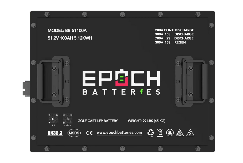 Epoch Batteries 48V 105Ah - LiMax Series - Lithium (LiFePO4) Golf Cart Battery - Complete Kit