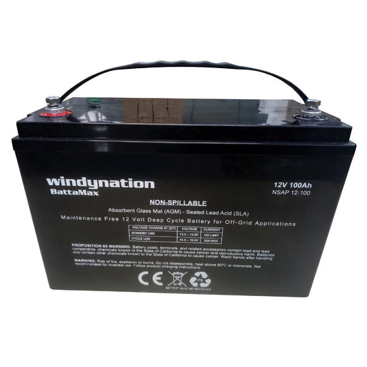 WindyNation 100 Amp-Hour 100ah 12V 12 Volt AGM Deep Cycle AGM Battery product image 1