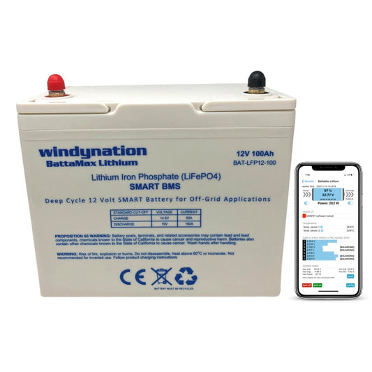 WindyNation LiFePO4 100ah 12 Volt BattaMax 4000 Cycle Battery product image 1