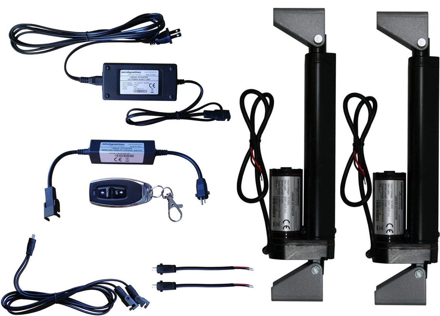 WindyNation Linear Actuators 12-Volt 225lbs + Mounting Brackets