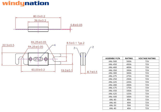 WindyNation ANL Fuse Holder w/ ANL Fuse