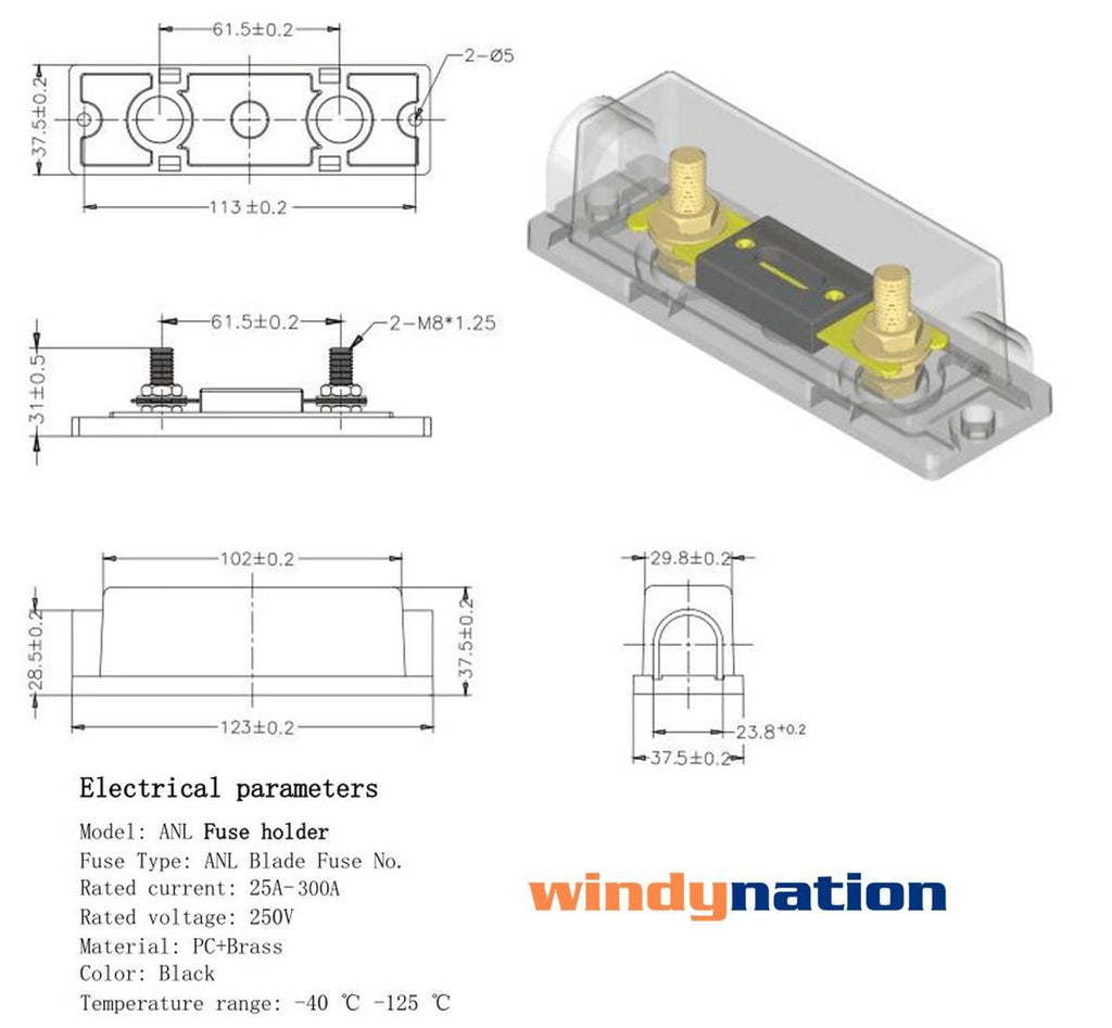 WindyNation ANL Fuse Holder w/ ANL Fuse