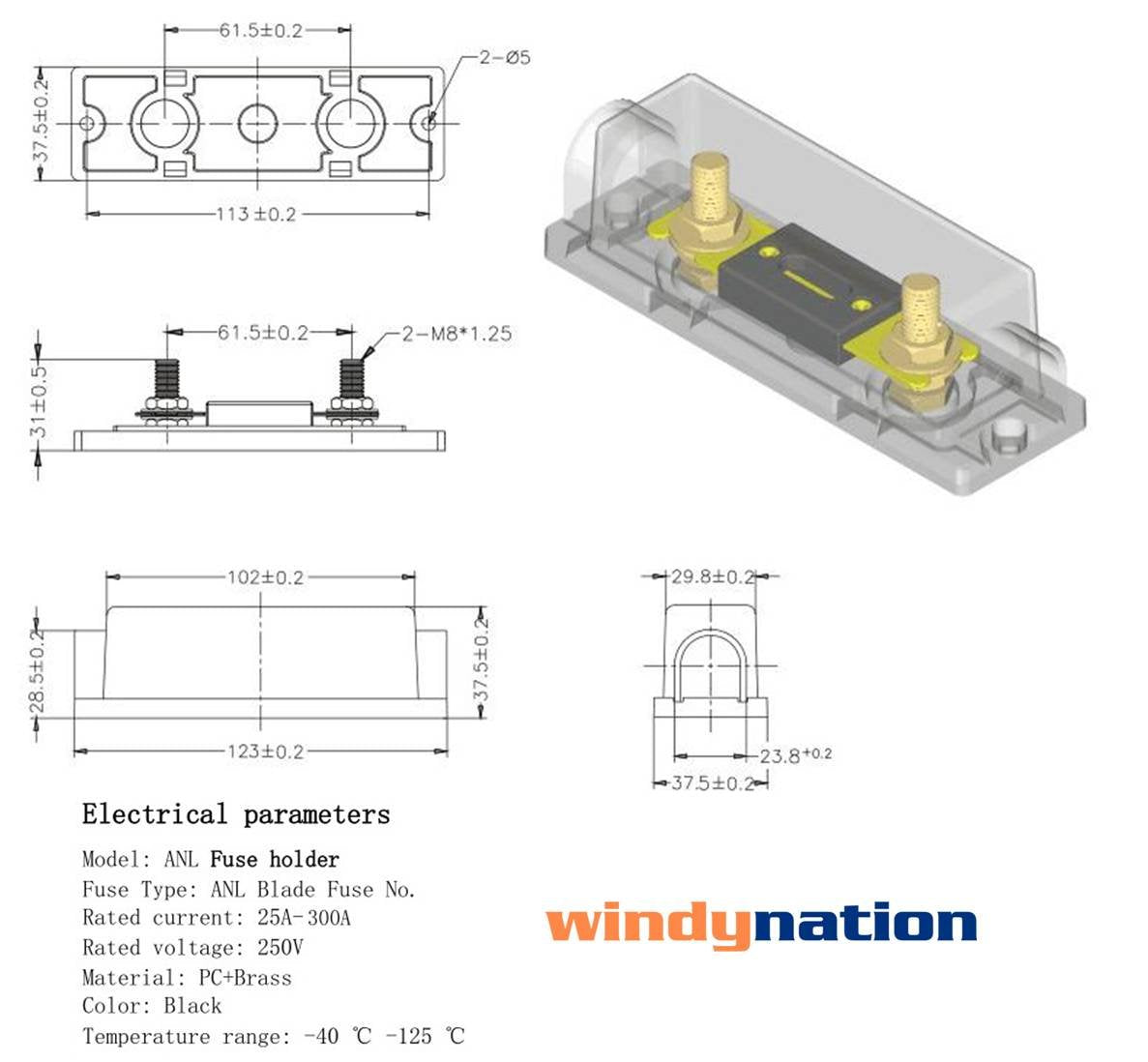 WindyNation ANL Fuse Holder w/ ANL Fuse