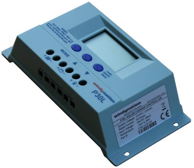 WindyNation P30L LCD 30A Solar Panel Regulator Charge Controller